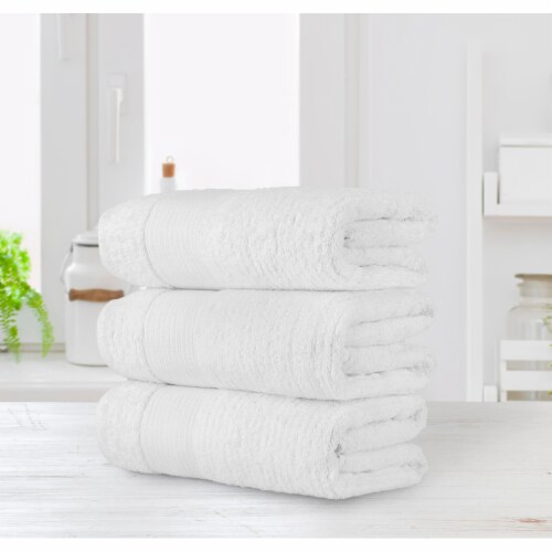 Chic Home Luxurious 3-Piece 100% Pure Turkish Cotton Bath Towels, 30 x 60 , Jacquard Weave Perspective: front