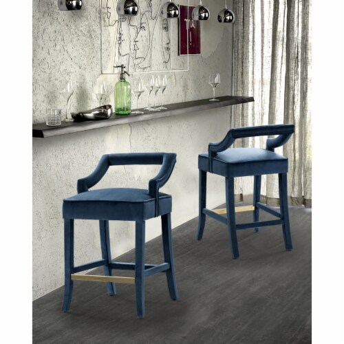 Iconic Home Catalina Counter Stool Chair Velvet Upholstered Half Back