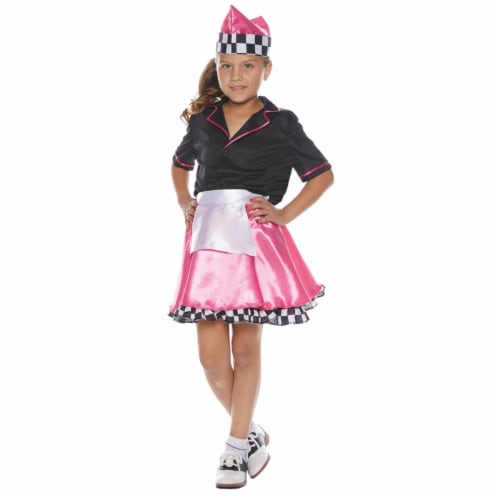 Underwraps UR25733SM Girls 1950s Car Hop Costume, Small - Size 4-6 Perspective: front
