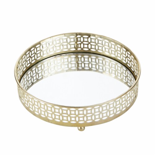 Egnazia - Gold Metal Mirror Tray - Medium Rounded Bright-Eyed Suzy Perspective: front