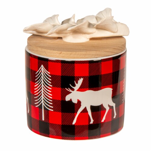 AmbiEscents Plaid Moose Ceramic Diffuser - Red/Black Perspective: front