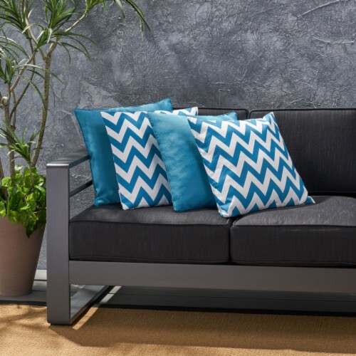 La Jolla Outdoor Striped Water Resistant Square Throw Pillows - Set of 4  Dark Teal/White -, 1 unit - Fry's Food Stores