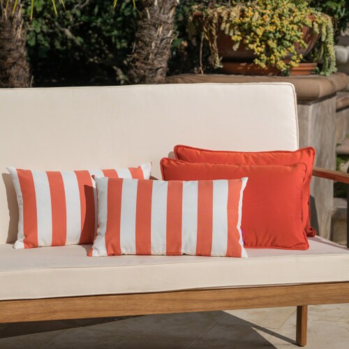 La Jolla Outdoor Water Resistant Rectangular Throw Pillows - Set of 4  Orange/White -, 1 unit - Pick 'n Save