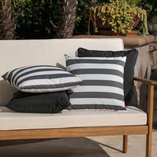 La Jolla Outdoor Striped Water Resistant Square Throw Pillows - Set of 4  Black/White -, 1 unit - Kroger