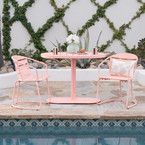 Santa Monica Outdoor Finished Iron Bistro Set Matte Coral 1 unit
