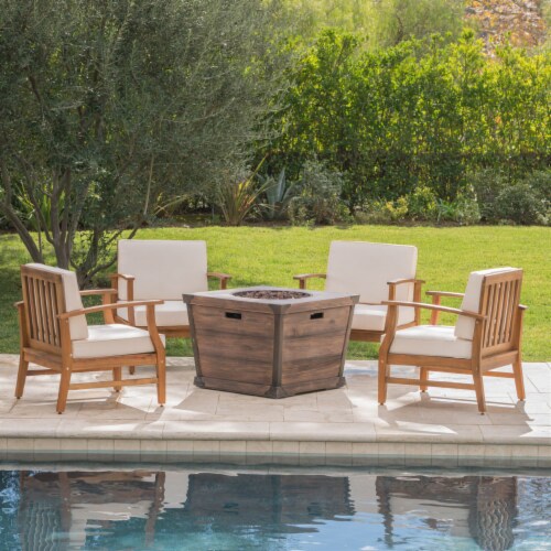 Teak shop fire pit
