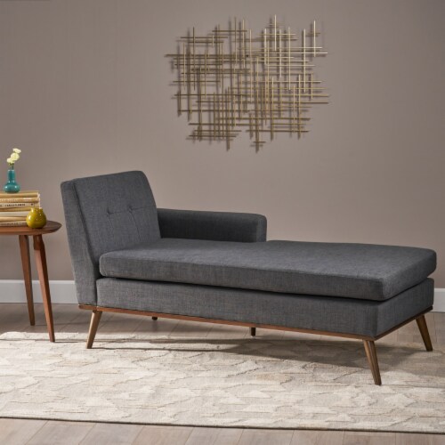 Grey fabric chaise lounge discount