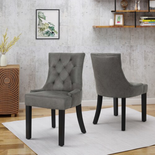 Sarah Traditional Microfiber Dining Chairs Set of 2 Slate 1 unit Baker s
