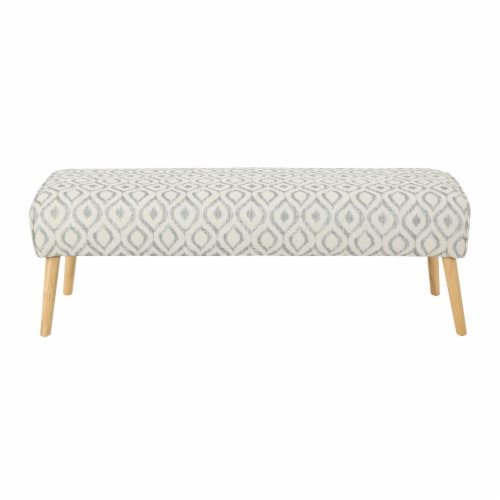 Petty Mid Century Boho Fabric Ottoman, Charcoal Cat Eye Pattern Perspective: front