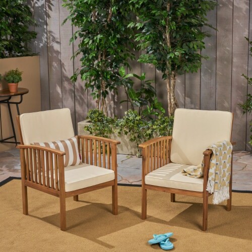 Outdoor acacia wood online club chairs