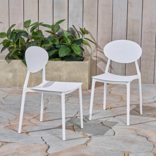 Brynn Outdoor Plastic Chairs (Set of 2) White Set of 2, Set of 2 Kroger