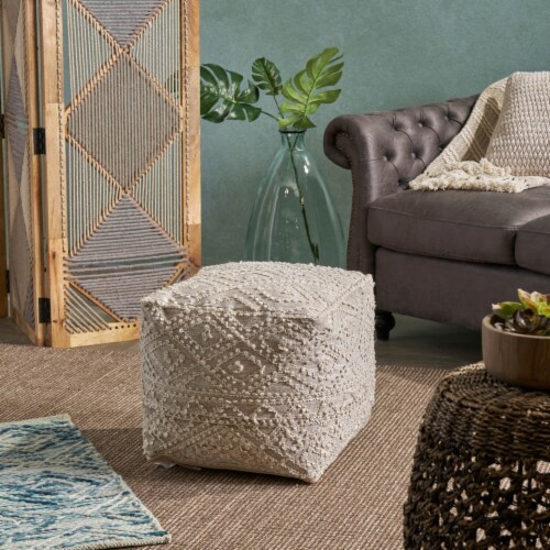 Sylvia Cube Pouf Boho Beige 1 unit Fry s Food Stores