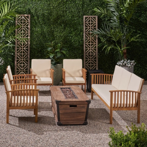 Noble House Stamfod Teak Bown 5-Piece Wood Oval Ba Height Outdoor Patio Dining Set 54340%2f310627163