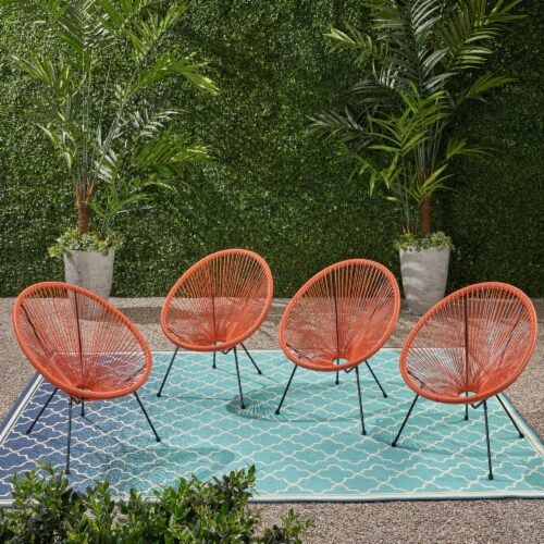 Mia Outdoor Hammock Weave Chair with Steel Frame Set of 4 orange