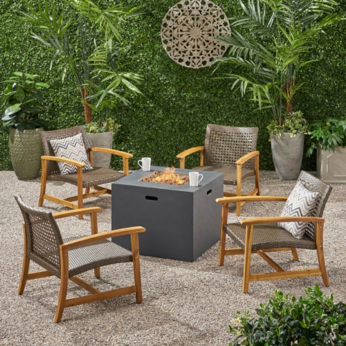 Fire table with deals chairs