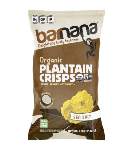 Barnana Sea Salt Organic Plantain Crisps Perspective: front