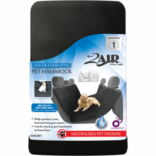 2Air Odor Eliminating Pet Hammock Seat Cover - Black Perspective: front