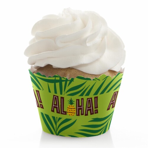 Big Dot of Happiness Tiki Luau - Tropical Hawaiian Summer Party Decor Cupcake Wrappers 12 Ct Perspective: front