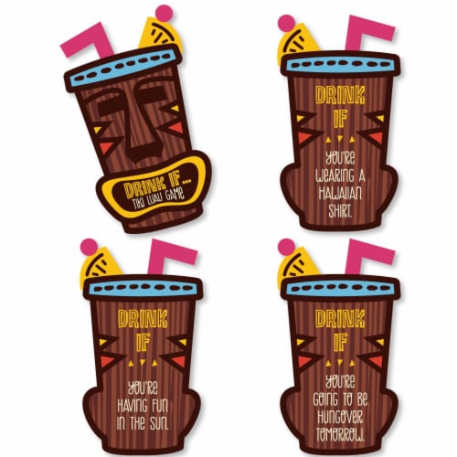 Big Dot of Happiness Drink If Game - Tiki Luau - Tropical Hawaiian Summer Party Game - 24 Ct Perspective: front