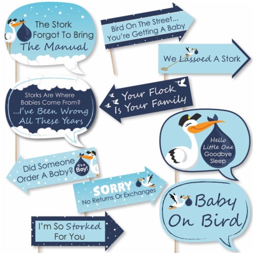Big Dot of Happiness Funny Boy Special Delivery - Blue It's a Stork Photo Booth Props 10 Pc Perspective: front
