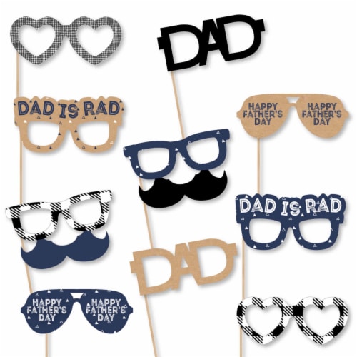 Big Dot of Happiness My Dad is Rad Glasses - Paper Father's Day Photo Booth Props Kit 10 Ct Perspective: front