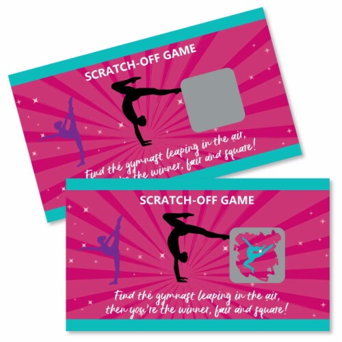 Big Dot of Happiness Tumble, Flip & Twirl - Gymnastics - Party Game Scratch Off Cards - 22 Ct Perspective: front