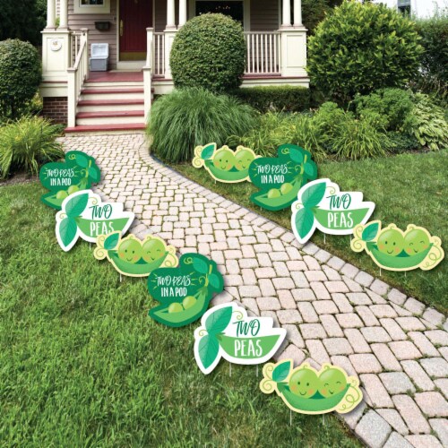 Big Dot of Happiness Double the Fun - Twins Two Peas in a Pod - Lawn Outdoor Yard Decor 10 Pc Perspective: front