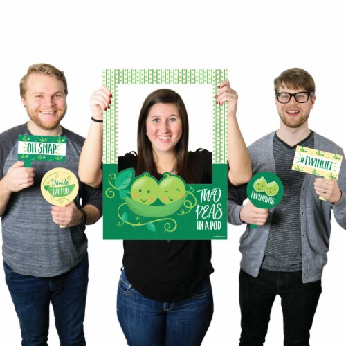 Big Dot of Happiness Double the Fun Twins Two Peas in a Pod Photo Booth Picture Frame & Props Perspective: front