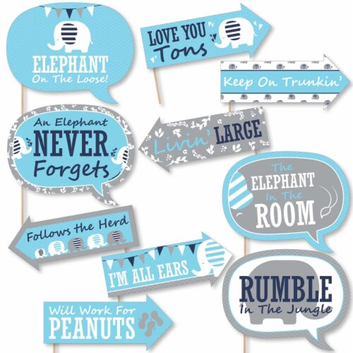 Big Dot of Happiness Funny Blue Elephant Boy Baby Shower or Birthday Photo Booth  Props 10 Pc, 10 Count - Fry's Food Stores