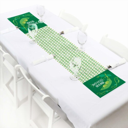Big Dot of Happiness Double the Fun Twins Two Peas in a Pod Petite Paper Table Runner 12x60 Perspective: front