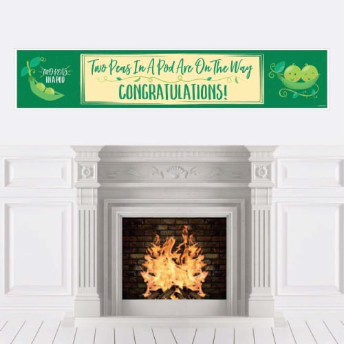 Big Dot of Happiness Double the Fun Twins Two Peas in a Pod - Baby Shower Decor Party Banner Perspective: front