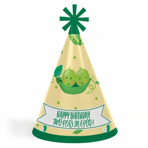 Big Dot of Happiness Double the Fun Twins Two Peas in a Pod Cone Birthday Party Hats 8 Ct Perspective: front