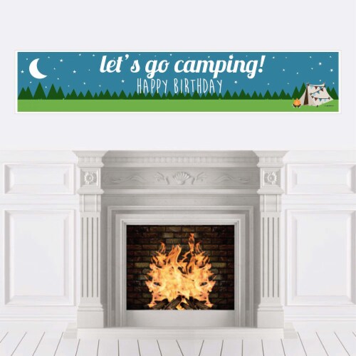 Big Dot of Happiness Happy Camper - Camping Happy Birthday Decorations Party Banner Perspective: front