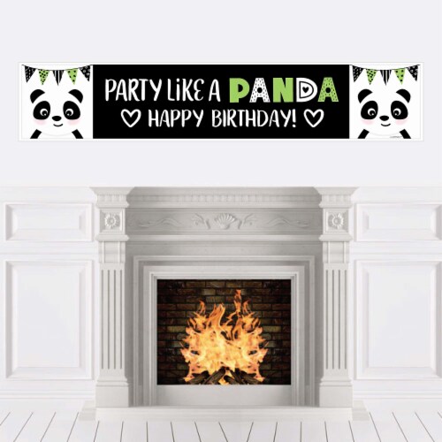 Big Dot of Happiness Party Like a Panda Bear - Happy Birthday Decorations Party Banner Perspective: front