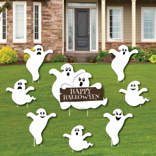 Big Dot of Happiness Spooky Ghost - Outdoor Lawn Decor - Halloween Party Yard Signs 8 Ct Perspective: front