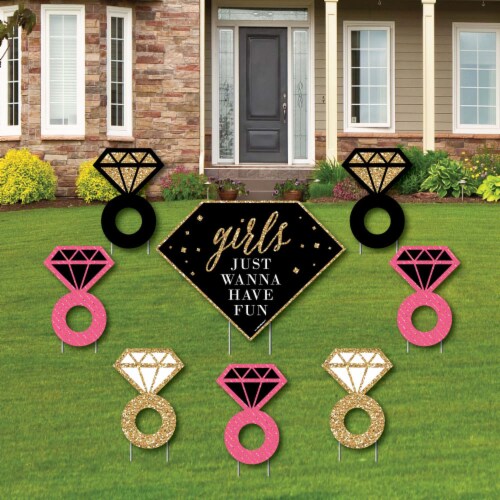Big Dot of Happiness Girls Night Out - Outdoor Lawn Decor Bachelorette Party Yard Signs 8 Ct Perspective: front
