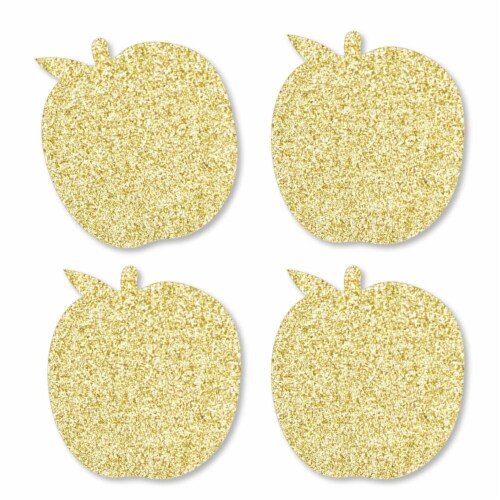 Big Dot of Happiness Gold Glitter Apple - No-Mess Real Gold Glitter Cut-Outs Confetti - 24 Ct Perspective: front