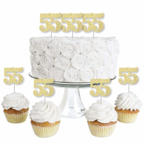 Big Dot of Happiness Gold Glitter 55 - Dessert Cupcake Toppers - Party Treat Picks 24 Ct Perspective: front