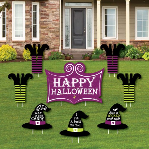 Big Dot of Happiness Happy Halloween - Outdoor Lawn Decor - Witch Party Yard Signs - Set of 8 Perspective: front