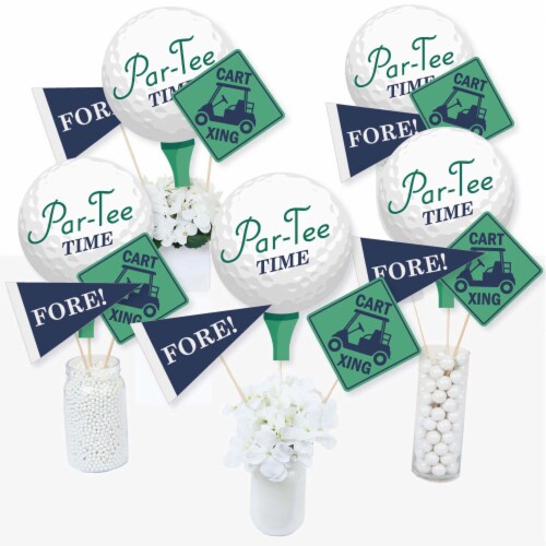 Big Dot of Happiness Par-Tee Time Golf Birthday or Retirement Centerpiece Table Toppers 15 Ct Perspective: front