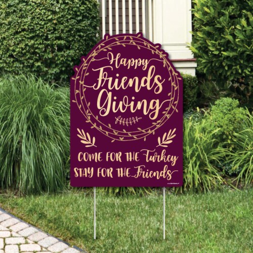 Big Dot of Happiness Elegant Thankful for Friends Party Decor Thanksgiving Welcome Yard Sign Perspective: front