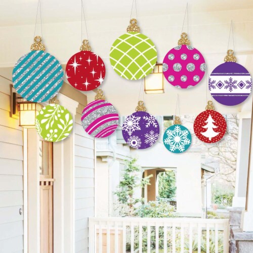 Big Dot of Happiness Hanging Colorful Ornaments Outdoor Christmas