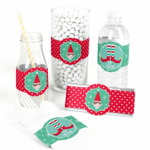 Big Dot of Happiness Elf Squad Kids Christmas Birthday Party DIY Wrapper Favor & Decor 15 Ct Perspective: front