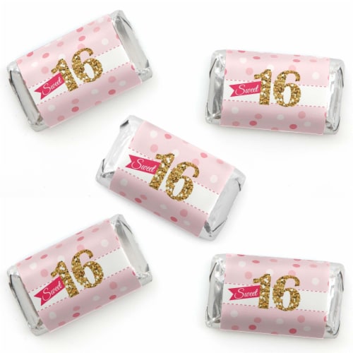 Big Dot of Happiness Sweet 16 Mini Candy Bar Wrapper Sticker 16th