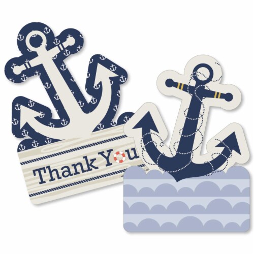 Big Dot of Happiness Ahoy - Nautical - Shaped Thank You Cards with Envelopes - 12 Ct Perspective: front