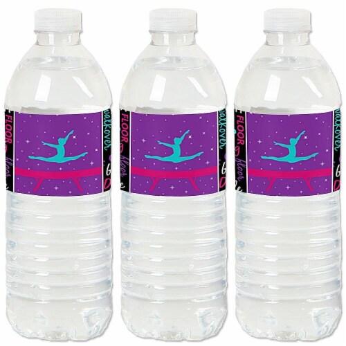 Big Dot of Happiness Tumble, Flip & Twirl - Gymnastics - Water Bottle Sticker Labels - 20 Ct Perspective: front