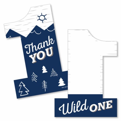 Big Dot of Happiness He's a Wild One - 1st Birthday Party Shaped Thank You Note Cards - 12 Ct Perspective: front