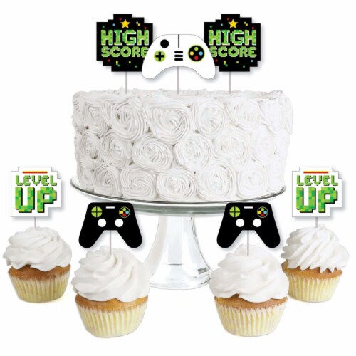 Big Dot of Happiness Game Zone - Cupcake Toppers Video Game Party Clear Treat Picks - 24 Ct Perspective: front