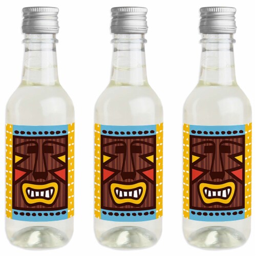 Big Dot of Happiness Tiki Luau - Mini Wine Bottle Label Stickers - Tropical Party Favor 16 Ct Perspective: front