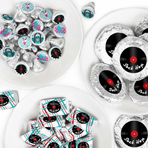 Big Dot of Happiness 50's Sock Hop - 1950s Rock N Roll Party Candy Favor Sticker Kit - 304 Pc Perspective: front